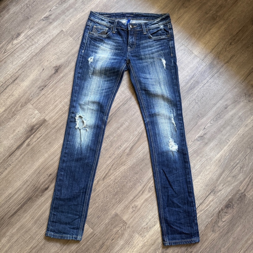 Vigoss The Dublin Skinny Jeans | Distressed Low Rise | Size 27 | 31" Inseam |
